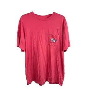 Vineyard Vines Shirt Mens Large Red Graphic Pocket Whale‎ Patriotic Beach Tee